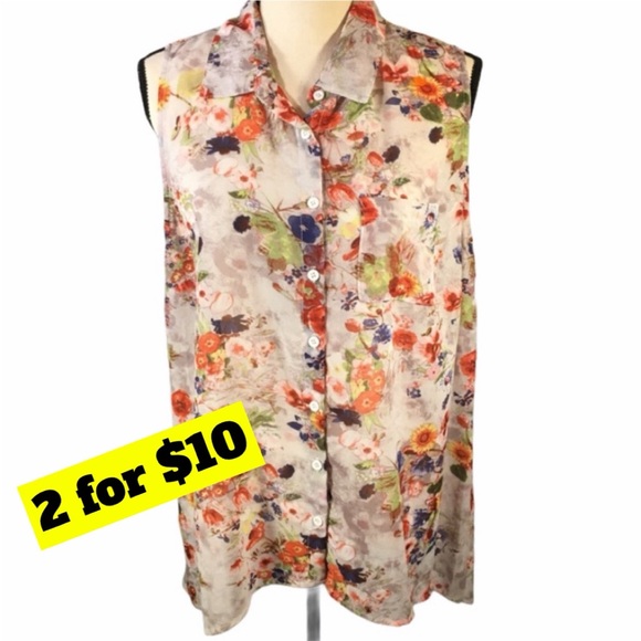 Miss Lili Tops - Miss Lili Semi-Sheer Hi-Low Floral Top Size 1X